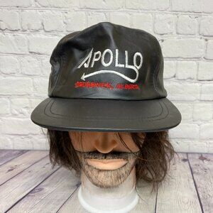 Vintage Leather Hat Cap Strap Back Black Apollo Sedgewick Alberta Canada